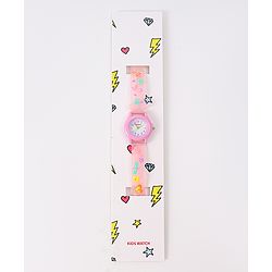 Babyhug Floral Applique Analog Watch - Peach