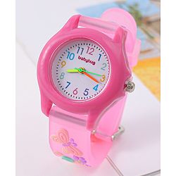 Babyhug Floral Applique Analog Watch - Pink
