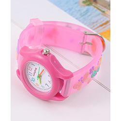 Babyhug Floral Applique Analog Watch - Pink
