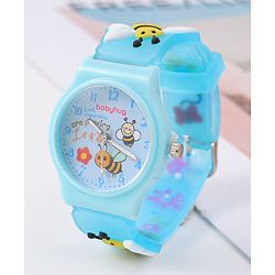Babyhug Analog Watch With Honey Bee Applique Free Size - Blue