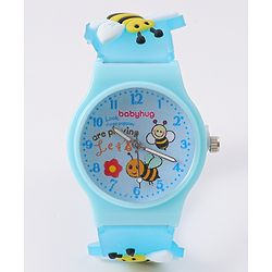 Babyhug Analog Watch With Honey Bee Applique Free Size - Blue