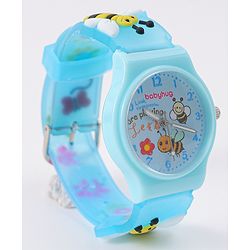 Babyhug Analog Watch With Honey Bee Applique Free Size - Blue