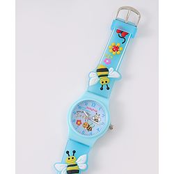 Babyhug Analog Watch With Honey Bee Applique Free Size - Blue