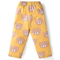 Babyhug Cotton Knit Full Sleeves Night Suit With Teddy Bear Print - Yellow