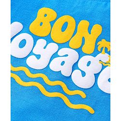 Babyhug Cotton Knit Half Sleeves T-Shirts with Beach Theme Text Prints & Stripes Pack of 3 - Blue & Orange