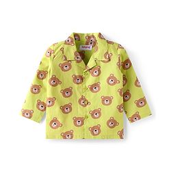 Babyhug Cotton Knit Full Sleeves Night Suit with Animal Print - Light Green