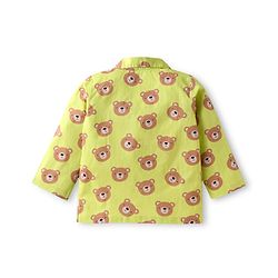 Babyhug Cotton Knit Full Sleeves Night Suit with Animal Print - Light Green