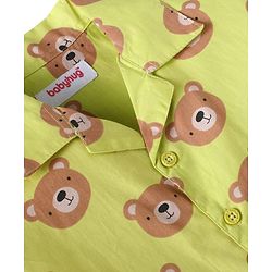 Babyhug Cotton Knit Full Sleeves Night Suit with Animal Print - Light Green