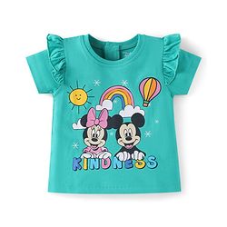 Babyhug Disney Single Jersey Knit  Half Sleeves Tops With Minnie & Friends Graphic & Frill Detailing Pack Of 3 - Yellow Purple