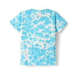 Babyhug Cotton Knit Half Sleeves T-Shirt With Animal & Tie & Dye Print - Light Blue