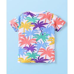 Babyhug Cotton Knit Half Sleeves T-Shirts with Beach Theme Print Pack of 3 - White & Purple