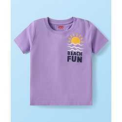 Babyhug Cotton Knit Half Sleeves T-Shirts with Beach Theme Print Pack of 3 - White & Purple