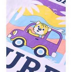 Babyhug Cotton Knit Half Sleeves T-Shirts with Beach Theme Print Pack of 3 - White & Purple