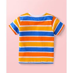 Babyhug Cotton Knit Half Sleeves T-Shirts with Beach Theme Print & Stripes Pack of 3 - Multicolor