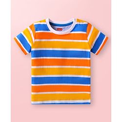 Babyhug Cotton Knit Half Sleeves T-Shirts with Beach Theme Print & Stripes Pack of 3 - Multicolor
