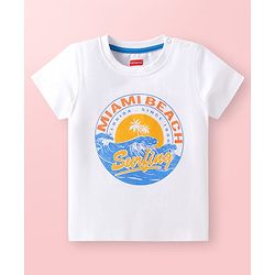 Babyhug Cotton Knit Half Sleeves T-Shirts with Beach Theme Print & Stripes Pack of 3 - Multicolor