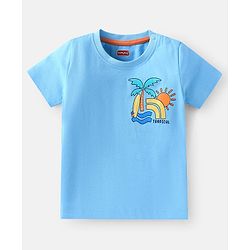 Babyhug Cotton Knit Half Sleeves T-Shirts with Beach Theme Print & Stripes Pack of 3 - Multicolor