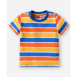Babyhug Cotton Knit Half Sleeves T-Shirts with Beach Theme Print & Stripes Pack of 3 - Multicolor