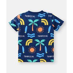 Babyhug Cotton Knit Half Sleeves T-Shirts with Beach Theme Print & Stripes Pack of 3 - Multicolor