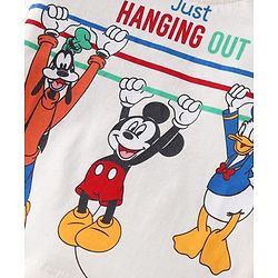 Babyhug Disney Single Jersey Knit Full Sleeves T-Shirt & Track Pant Set with Mickey Mouse Graphics - White & Navy Blue
