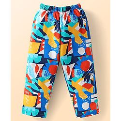 Babyhug Cotton Woven Full Sleeves Night Suit With Abstract Print - Blue & Red