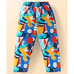 Babyhug Cotton Woven Full Sleeves Night Suit With Abstract Print - Blue & Red
