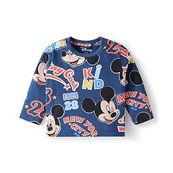 Babyhug Disney Single Jersey Knit Full Sleeves Night Suit with Mickey Mouse & Friends Graphics Pack of 2 - Red & Navy Blue