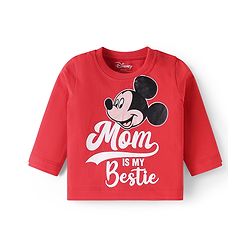 Babyhug Disney Single Jersey Knit Full Sleeves Night Suit with Mickey Mouse & Friends Graphics Pack of 2 - Red & Navy Blue