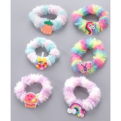 Babyhug Rubber Bands & Scrunchies With Applique Pack of 6 - Multicolor
