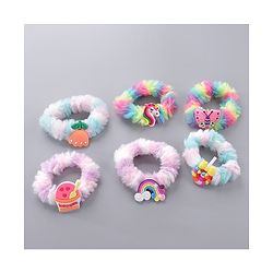 Babyhug Rubber Bands & Scrunchies With Applique Pack of 6 - Multicolor