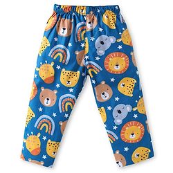 Babyhug Cotton Woven Full Sleeves Night Suit With Animal Print - Blue
