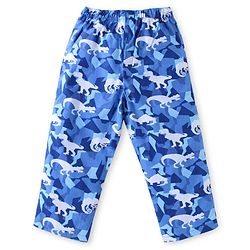Babyhug Cotton Woven Full Sleeves Front Open Collar Neck Night Suit with Dino Print - Blue