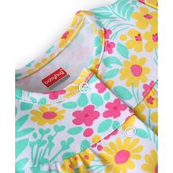Babyhug Interlock Knit Half Sleeves Rompers With Floral & Polka Dot Print Pack of 2 - Dark Pink & White
