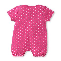 Babyhug Interlock Knit Half Sleeves Rompers With Floral & Polka Dot Print Pack of 2 - Dark Pink & White
