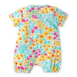Babyhug Interlock Knit Half Sleeves Rompers With Floral & Polka Dot Print Pack of 2 - Dark Pink & White
