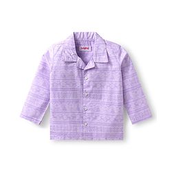 Babyhug Cotton Woven Full Sleeves Printed Night Suit - Purple