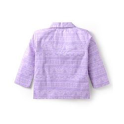 Babyhug Cotton Woven Full Sleeves Printed Night Suit - Purple