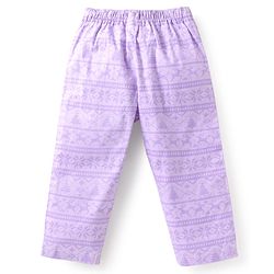 Babyhug Cotton Woven Full Sleeves Printed Night Suit - Purple