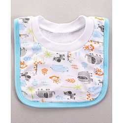 Babyhug 100 % Cotton Pullover Bibs Jungle Print Pack of 2 - Blue & Pink
