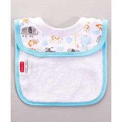 Babyhug 100 % Cotton Pullover Bibs Jungle Print Pack of 2 - Blue & Pink