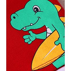 Babyhug 100% Cotton Knit Half Sleeves Dino Printed Onesie - Red