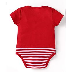Babyhug 100% Cotton Knit Half Sleeves Dino Printed Onesie - Red