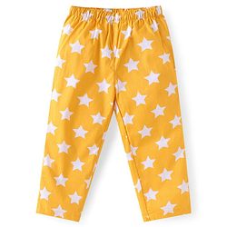 Babyhug Cotton Woven Full Sleeves Night Suit With Star Print - Yellow