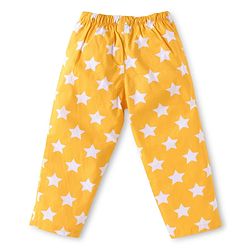 Babyhug Cotton Woven Full Sleeves Night Suit With Star Print - Yellow