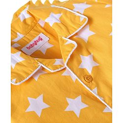 Babyhug Cotton Woven Full Sleeves Night Suit With Star Print - Yellow