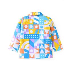 Babyhug Cotton Woven Full Sleeves Co-ords Night Suit with Geometric Shapes Print - White