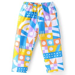 Babyhug Cotton Woven Full Sleeves Co-ords Night Suit with Geometric Shapes Print - White