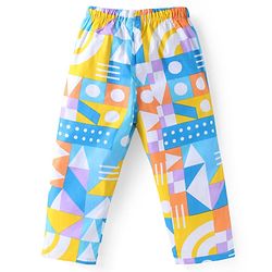 Babyhug Cotton Woven Full Sleeves Co-ords Night Suit with Geometric Shapes Print - White