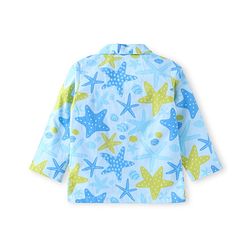 Babyhug Cotton Woven Full Sleeves Night Suit with Starfish Print - Light Blue