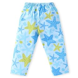 Babyhug Cotton Woven Full Sleeves Night Suit with Starfish Print - Light Blue